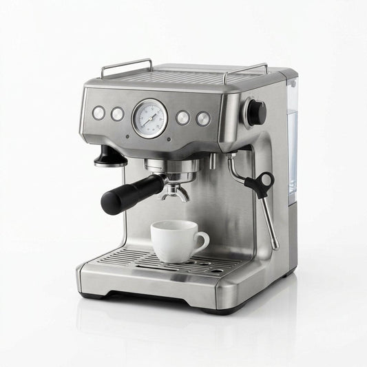 CremaHome Barista Pro 20-bar espresso machine with steam wand on a kitchen counter