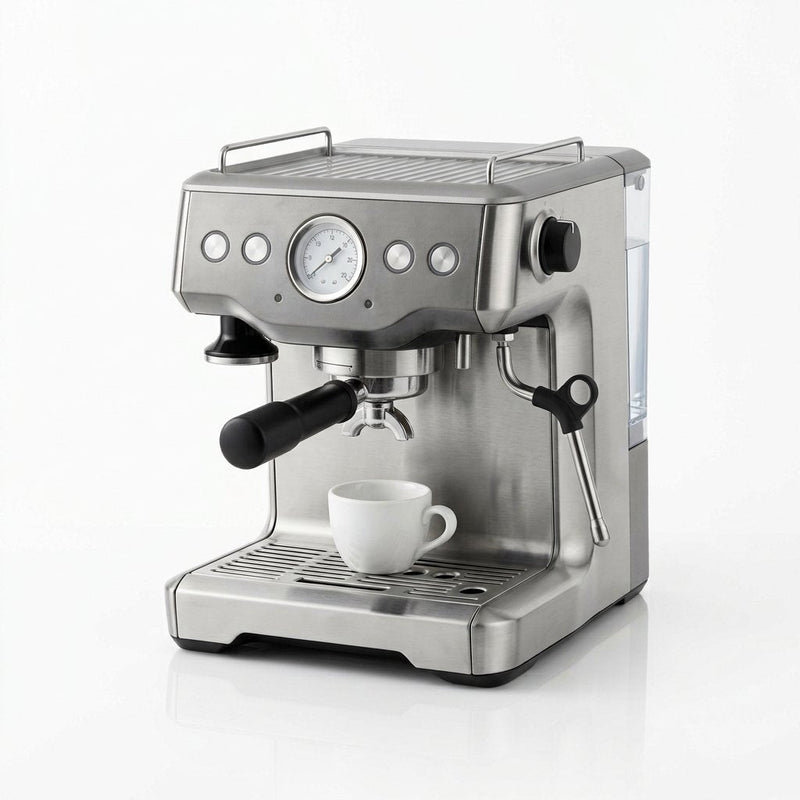 CremaHome Barista Pro 20-bar espresso machine with steam wand on a kitchen counter